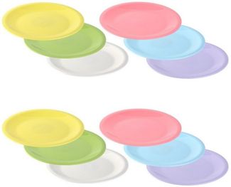 Engelland Dessertteller Kinderteller-Set, farbenfroh, (12 St), Ø 19 cm, BPA-frei, bunt, flach, wiederverwenbar, Kunststoff