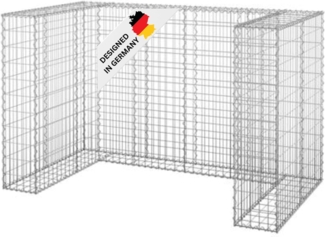 DELUKE® 2er Gabionen Mülltonnenbox ESOL 110x180x100cmMülltonnenverkleidung für 2 Tonnen Gabionenwand Müllbox aus Steinen Mülltonnenschutz