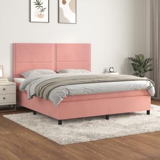 vidaXL Boxspringbett mit Matratze Rosa 160x200 cm Samt 3142976