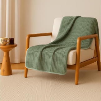 Plaid Musselin Plaid 120cmx180cm Mintgrün mit hellerem Saum, Sandiik, Made in Stuttgart