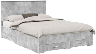 vidaXL Bettrahmen mit Kopfteil Beton Grau 140 x 200 cm Holzwerkstoff 3409652