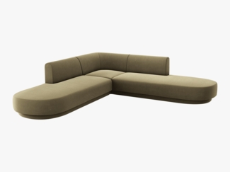 Micadoni 5-Sitzer Symmetrisches Ecksofa Miley Samt Bluvel Grün