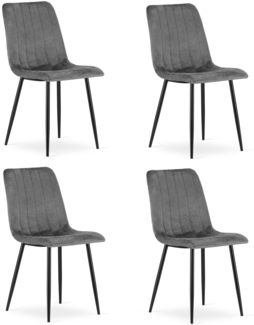 Valora JEWA Stühle Samt dunkelgrau 4er Set | langlebig | comYERRable