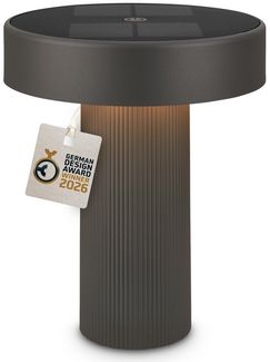 Briloner Leuchten LED Außen-Tischleuchte Solar Tischlampe kabellos Akku Touch dimmbar Design Award, LED wechselbar, Warmweiß, 16x20 cm, Akku tauschbar, Indoor/Outdoor, Wohnzimmer, Balkon