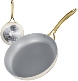 HOMELUX Pfannen-Set Bratpfanne Keramikpfanne Induktion Aluminium Pfanne mit Edelstahlgriff, Aluminium (Pfannenset), Indukion,Keramikbeschichtung,weiß grau pfanne, gold griff