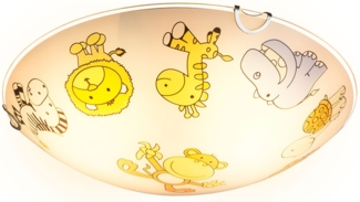 LED Kinder Deckenleuchte, Glas bunt, Tiermotive D 30 cm