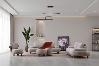 Sitzgruppe/Sofa Set - Wohnzimmergarnitur "Magnolia" 3+3+1 + Hocker-Beige