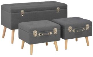 vidaXL Hocker mit Stauraum 3 Stk. Dunkelgrau Stoff 247526