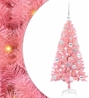 vidaXL Weihnachtsbaum mit 150 LEDs mit Ständer Rosa 120 cm PVC 3396412