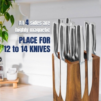 LuxusKollektion Magnethalter Messerblock drehbar magnetisch 360° Messerblock Akazie