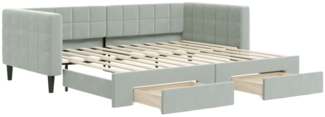 vidaXL Tagesbett Ausziehbar mit Schubladen Hellgrau 90x200 cm Samt 3196739