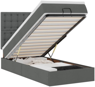 vidaXL Ottomane Bett mit Matratze & LEDs Dunkelgrau 90x200 cm Stoff 3314142