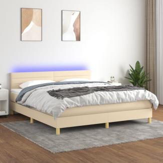 vidaXL Boxspringbett mit Matratze & LED Creme 160x200 cm Stoff 3133810