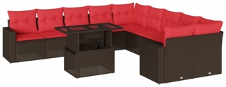 vidaXL 11-teiliges Gartensofa-Set mit Kissen, braun, Polyrattan 3267544