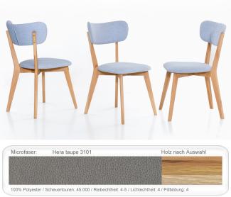6x Holzstuhl Norina 12 Polsterstuhl Esszimmerstuhl Küchenstuhl Variant Kernbuche geölt, Hera taupe