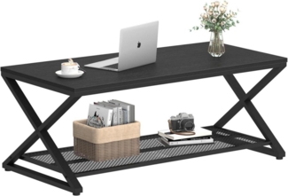 Couchtisch Schwarz mit Stauraum Wohnzimmertisch Holz Metall 100 x 60 x 45 cm