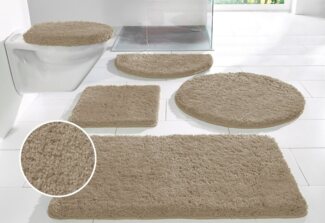 my home Badematte Sanremo, Badvorleger, Badezimmer Teppich, sehr weich, Höhe 30 mm, rutschhemmend beschichtet, fußbodenheizungsgeeignet, schnell trocknend, Polyester, rund, Badteppich, unifarben, rechteckig, rund & als 3-tlg. Set erhältlich