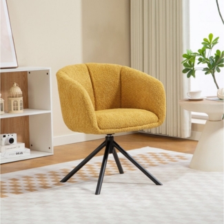 HOMCOM Relaxsessel Sessel (Polsterstuhl mit bequemer Sitzschale, 1-St, Drehbarer Akzentstuhl), kuscheliger Bezug, Gelb