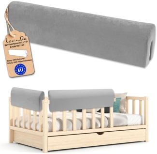 Leanbe Bettkantenschutz für Kinderbetten Kissen für bettumrandung Rausfallschutz Abdeckung Kantenschutz für Babybett (GRAU Mikrofaser, 70cm)