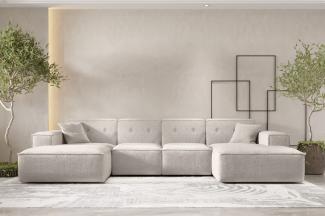 Wohnlandschaft Sofa U-Form CESINA in Stoff Ascot Bukla Creme