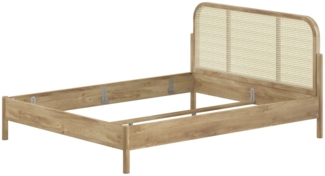 Doppelbett Olive 168.5 x 208.5 x 100 cm Eiche MDF Rattan Natur