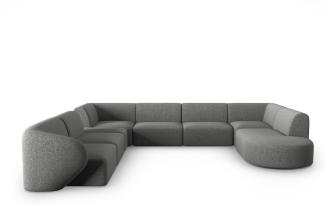 Micadoni Modulares Panorama Ecksofa Shane 8-Sitzer Links Chenille Dunkelgrau Melange