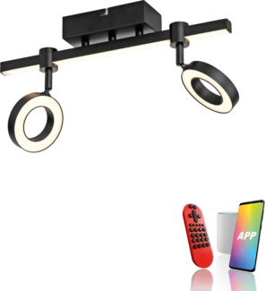 JUST LIGHT LED-Deckenleuchte 12075-18 schwarz, 10,5 W, 1300 lm, CCT, RGB, Smart Home