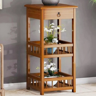 Holz Lichter Beistelltisch Beistelltisch, Nachttisch, Nachtschrank, Holzschrank mit Schublade, Bambusdesign,stabil,feuchtigkeitsresistent,pflegeleicht