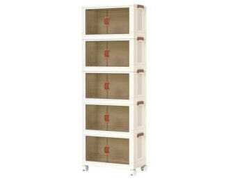 MULISOFT Organizer Stapelbare Aufbewahrungsbox Kunststoff mit Deckel Rädern 130/170/210L (5 St, Transparent Klappbox Ordnungsboxen Bewegliche Behälter), für Büro, Kinderzimmer, Küche, Wohnzimmer,Kleiderschrank,Umziehen