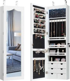 COSTWAY Schmuckschrank mit LED & Ganzkörperspiegel, für Tür und Wand