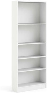 Dmora Bücherregal Abelarda, Büroregal, Mobiler Buchhalter, Bücherbrett, 79x27 h203 cm, Weiß