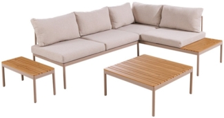 riess-ambiente Sitzgruppe MOBILE MODULAR greige - Stahl, WPC, inkl. Tisch & Kissen, wetterfest, (Einzelartikel, 1-tlg), frei stellbare Outdoor Lounge - ideal für Garten, Balkon & Terrasse