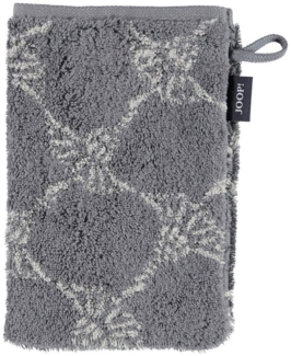 Cawö Handtuch Waschhandschuh Classic Cornflower anthrazit 1611 77, Walkfrottier (1-St), Kornblumen-Design, Logo