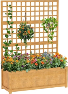 Meulbaty Blumenkasten Hochbett mit Spalier, vertikaler Pflanzkasten aus Holz, mit 2 Drainagelöchern und wasserfester Lackierung