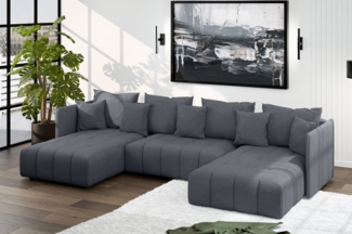 AX LIVING Ecksofa grau Veliro Sofa U Form mit Schlaffunktion, 345 cm