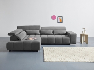 COTTA Ecksofa Orion L-Form, mit Ottomane, inklusive verstellbarer Kopfstützen und 5 Nierenkissen