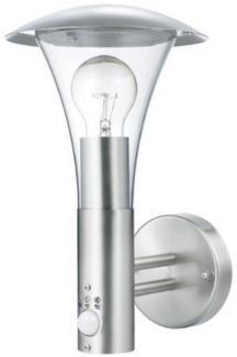 TRANGO LED Außen-Wandleuchte, Bewegungssensor, 8001-PIRL Sensor LED-Außenleuchte IP44 Wandlampe inkl. 1x 4-5 Watt E27 LED Leuchtmittel 3000K warmweiß *SARA* Wandleuchte mit Bewegungsmelder Sensor, aus Edelstahl und Kunststoff, Wegbeleuchtung