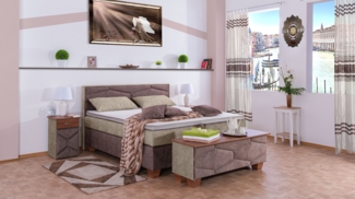 Meisterbetten Boxspringbett Fabi 140x200 in DS-Beige in DS-Sand, Matratzenbezug Nano, Komfortschaum-Topper