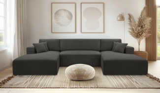 AX LIVING Sofa U Form mit Schlaffunktion – Catea U Cord Wohnlandschaft 364 cm