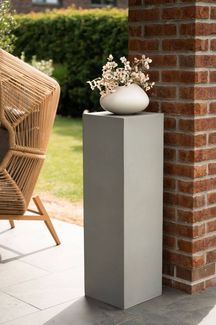 VIVANNO Blumenständer Fiberglas PODEST Säule, Grau Beton-Design 30x30x100 cm