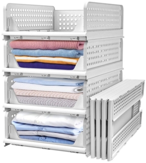 CALIYO Aufbewahrungsbox 4er Schubladenbox Stapelbare Kleiderschrank Organizer Faltbaren Regal (4 St), Aufbewahrungsbox Stapelbaren Schrank Schubladen Plastik Lagerkisten