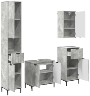 vidaXL Badezimmermöbel-Set mit Tür Beton Grau Holzwerkstoff, Metall 3393116
