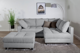 COLLECTION AB Ecksofa Toni L-Form, B: 215 cm, mit Hocker & 2 Zierkissen, Federkern