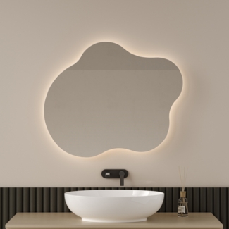 EMKE Badspiegel Rahmenloser Spiegel mit Beleuchtung, Anti-Beschlag, 3000/4000/6500K 60×50cm