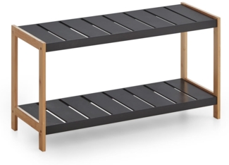 Homes & Jones Schuhregal Francis 69,8x26x36 cm aus schwarzem Holz - Regal mit 2 Ablagen für Schuhe- Kompaktes Schuhregal für Flur, Diele - stilvoll, funktional & platzsparend