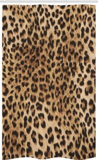 Abakuhaus Duschvorhang Badezimmer Deko Set aus Stoff mit Haken Breite 120 cm, Höhe 180 cm, Leopard-Druck Wildtierhaut
