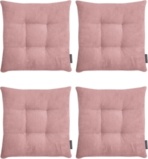 MAGMA Stuhlkissen Sitzkissen INGA - ca. 35 x 35 x 5 cm Cordstoff 4er Set rose