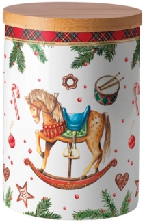 Ambiente® Vorratsdose Classic rocking horse, Porzellan, (2-tlg, Vorratsdose mit Deckel), Porzellan Bambusdeckel New Bone China Ø 10cm Höhe 13,5cm Volumen 0,62l