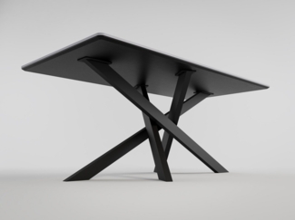 Esszimmertisch ELLEN 180x90cm weiße Keramikplatte schwarzes Kreuzgestell : Weiss