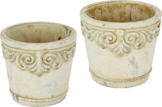 Home affaire Übertopf (Set, 2 St), Betonübertopf mit Ornamenten, Vase